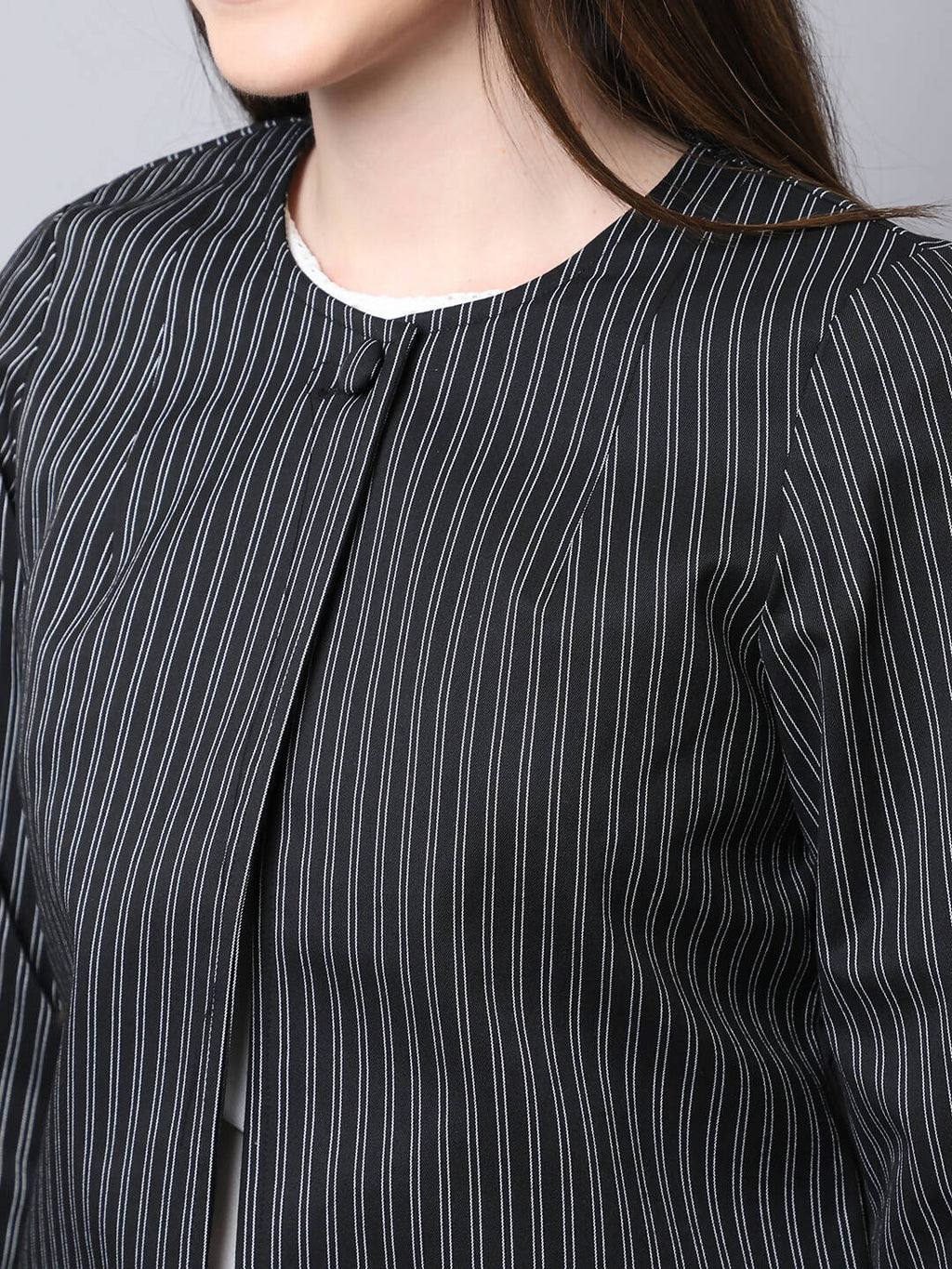 Even Apparels Black Polywool Open Front Statement Women's Jacket