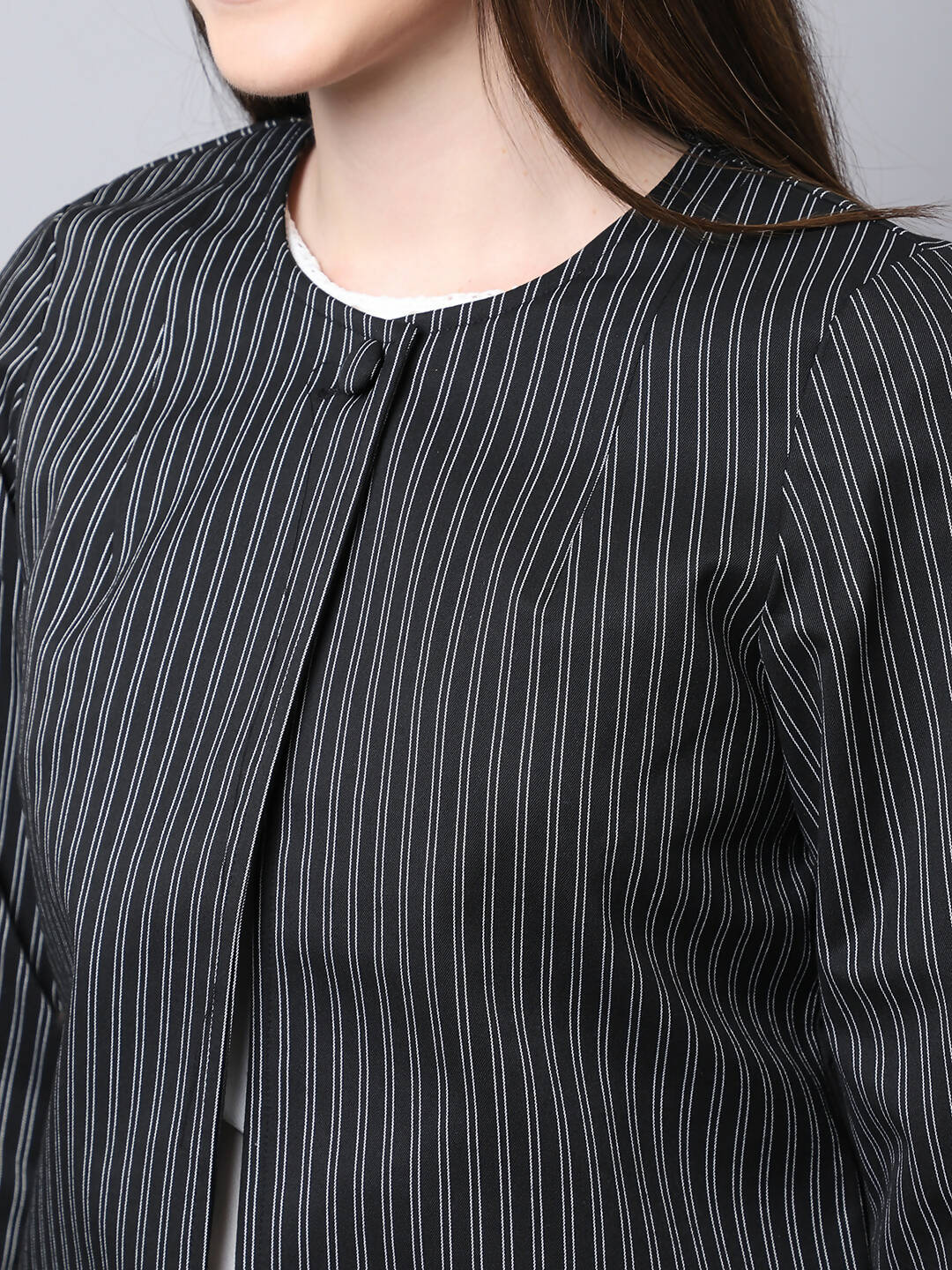 Even Apparels Black Polywool Open Front Statement Women's Jacket