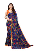 Vamika Ethnic Fire Blue Printed With Lace Saree
