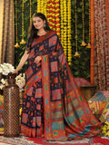 Shree Shyam Fashion Linen Cotton Navy Blue Saree