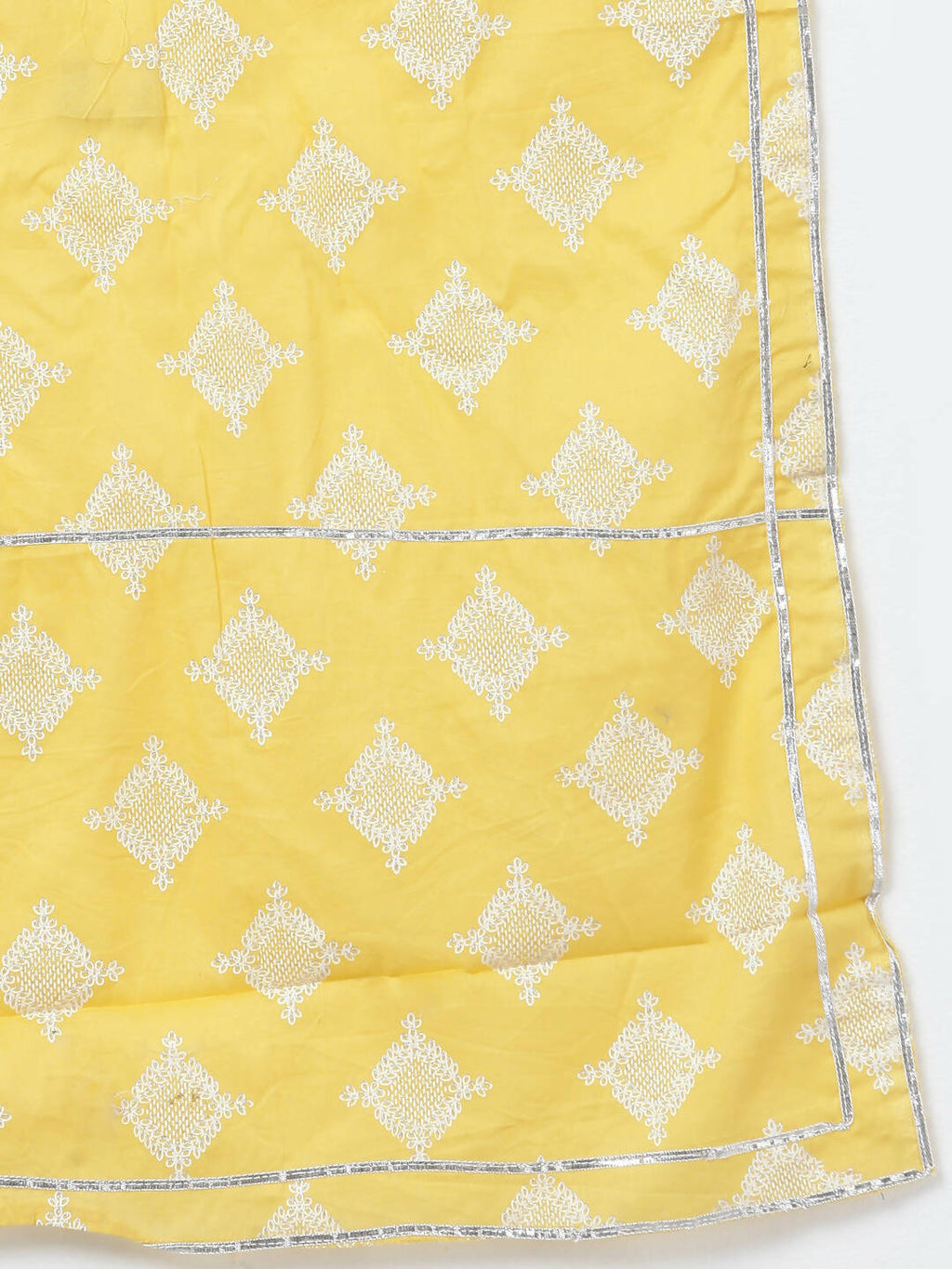 Myshka Women Yellow Floral Pure Cotton Kurti with Palazzos With Dupatta