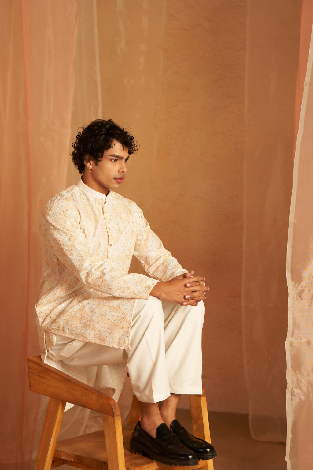 Yellow Viscose Chikankari Embroidery Work Men's Kurta Set - Mahotsav