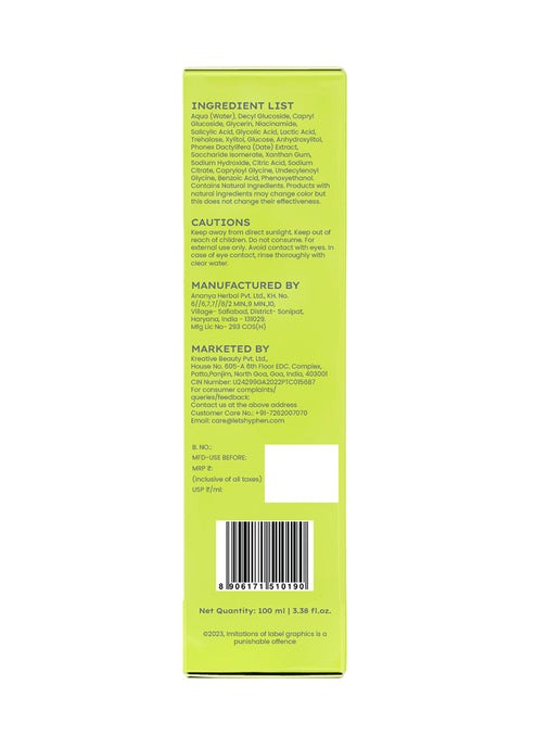 Hyphen By Kriti Sanon Oil Control Daily Cleanser, 2% AHA + BHA Salicylic Acid Face Wash, Deep Cleanses & Removes Dirt, For Men & Women