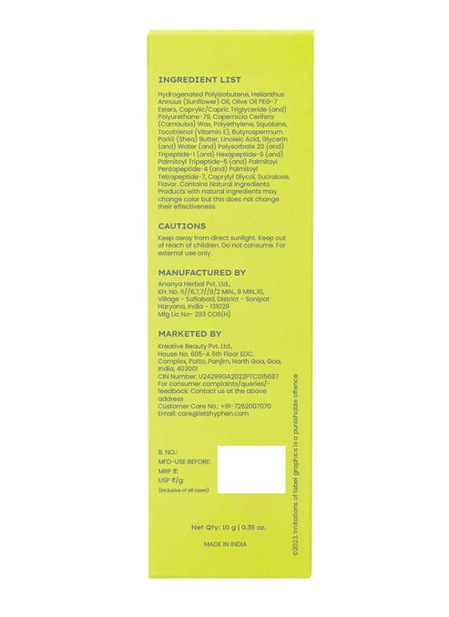 Hyphen By Kriti Sanon Vitamin Infused Peptide Lip Balm - Vanilla, for Dry & Chapped Lips, Hydrating & Moisturizing Balm