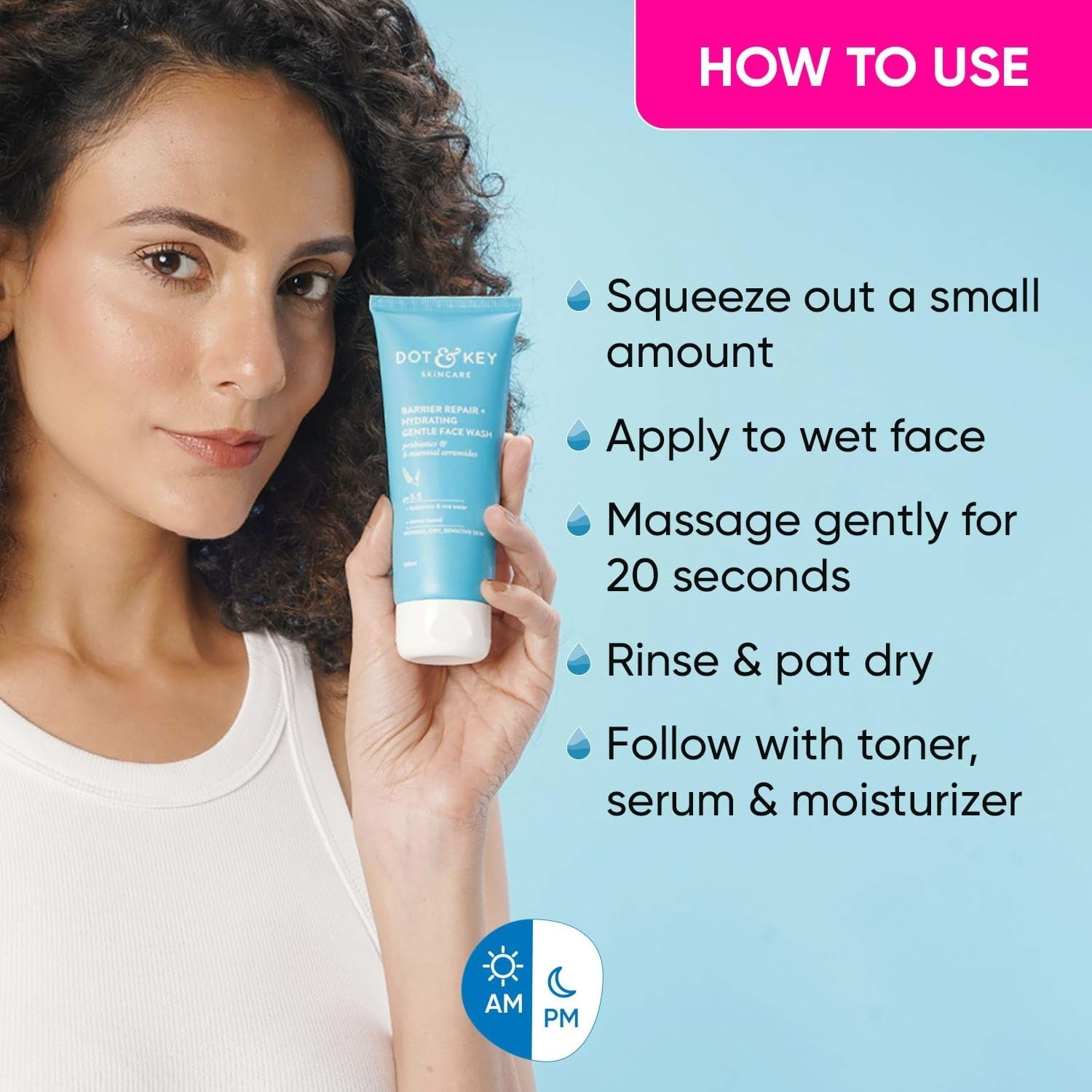 Dot & Key Barrier Repair Hydrating Gentle Face Wash For Dry, Normal & Sensitive Skin With Hyaluronic & Rice Water