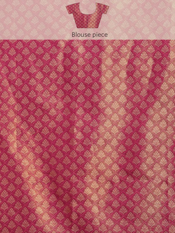 Purple Brocade Zari Woven Floral Saree with Unstitched Blouse - Hiral Fashion