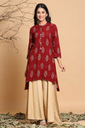 Juniper Maroon Viscose Rayon Kurta