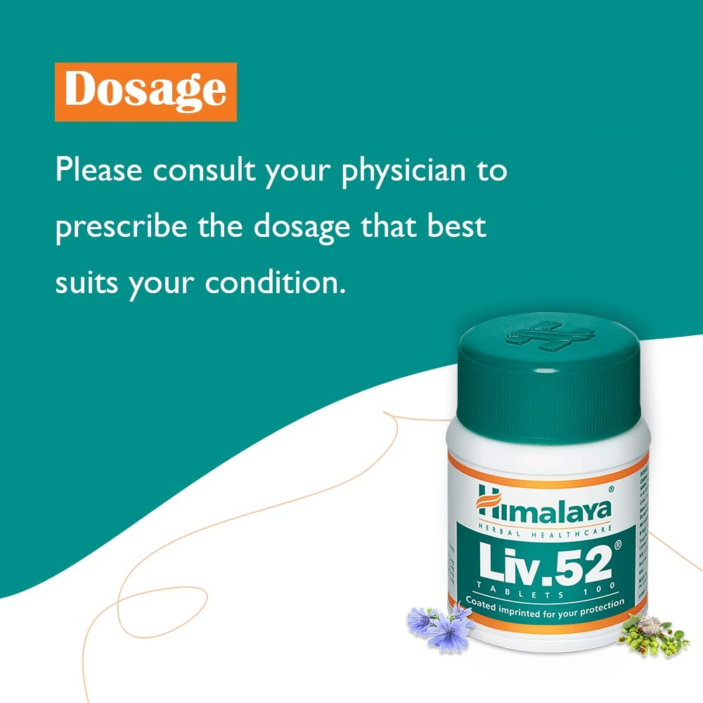 Himalaya Liv.52 Herbal Supplement Tablets - 100 Counts - Pack of 1