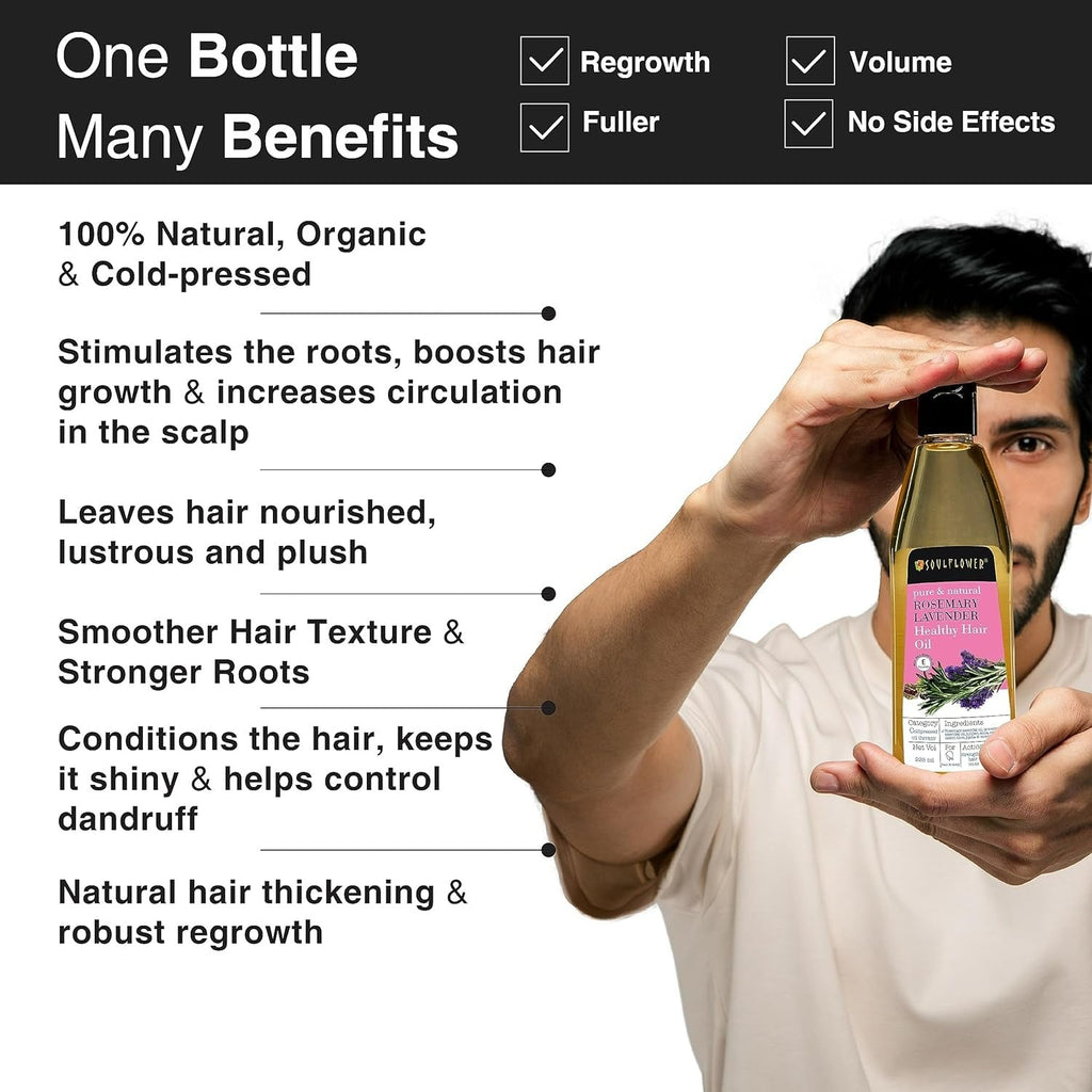 Soulflower Pure & Natural Rosemary Lavender Healthy Hair Oil