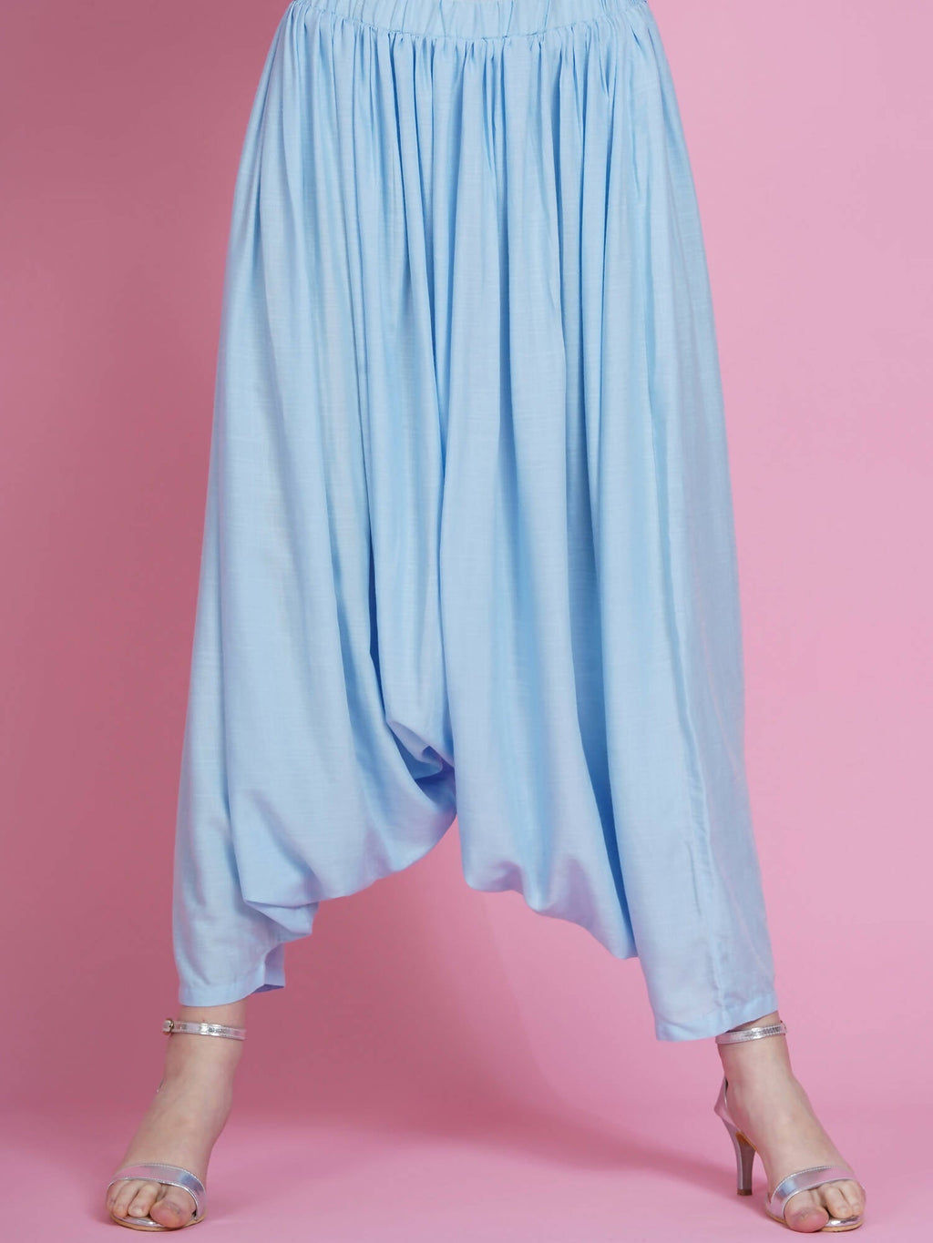 Women Republic Powder Blue Hand Embellished Kurta With Harem Pants