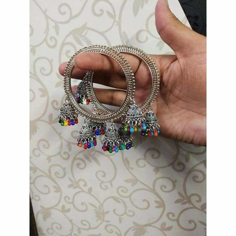 MS Fashion India Silver Bangles With Hanging Jhumkas