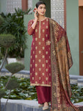 Jyoti Fashion Women's Maroon Pure Silk Elegant Jacquard Woven Kurta with Trouser & Dupatta