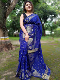 Exclusive Collection Blue Beautiful Cotton Silk Saree