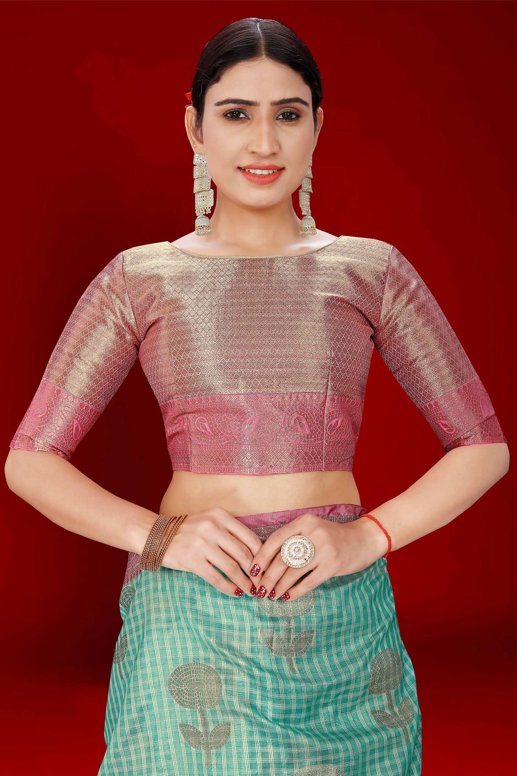 Sky Blue Soft Organza Woven Design Saree With Unstitched Blouse Piece - Zaara