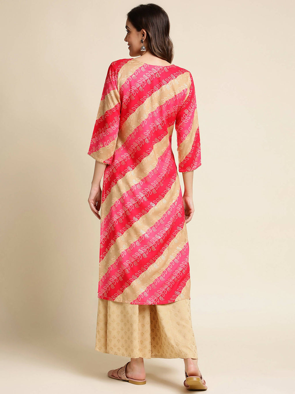 Pink Rayon Floral Printed Straight Fit Kurta - Prasuti