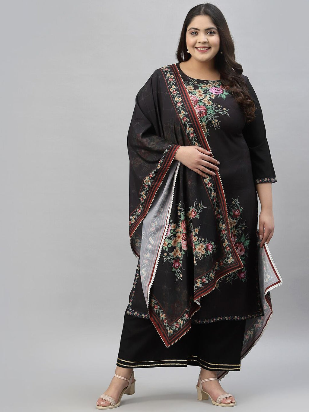 Sztori Floral Printed Regular Kurta With Palazzos & Dupatta