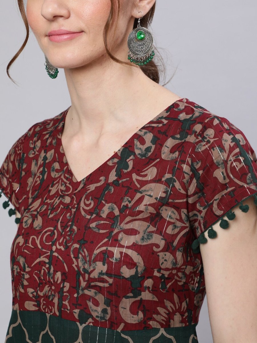 Aks Ethnic Motifs Printed Pure Cotton Anarkali Kurta