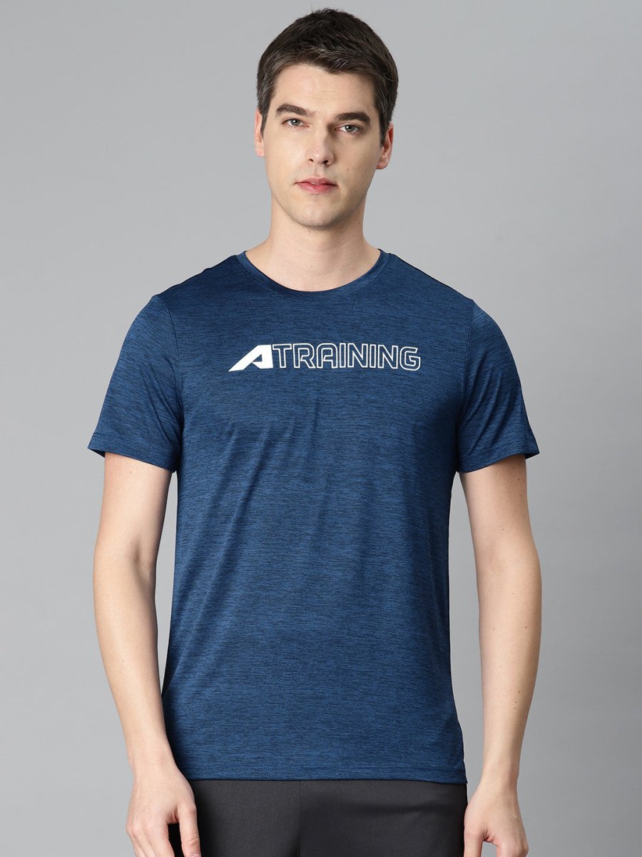 Alcis Men Typography Printed Anti Static Slim Fit Sports T-shirt