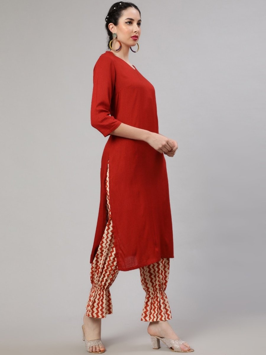 Aks Mandarin Collar Straight Kurta & Trousers
