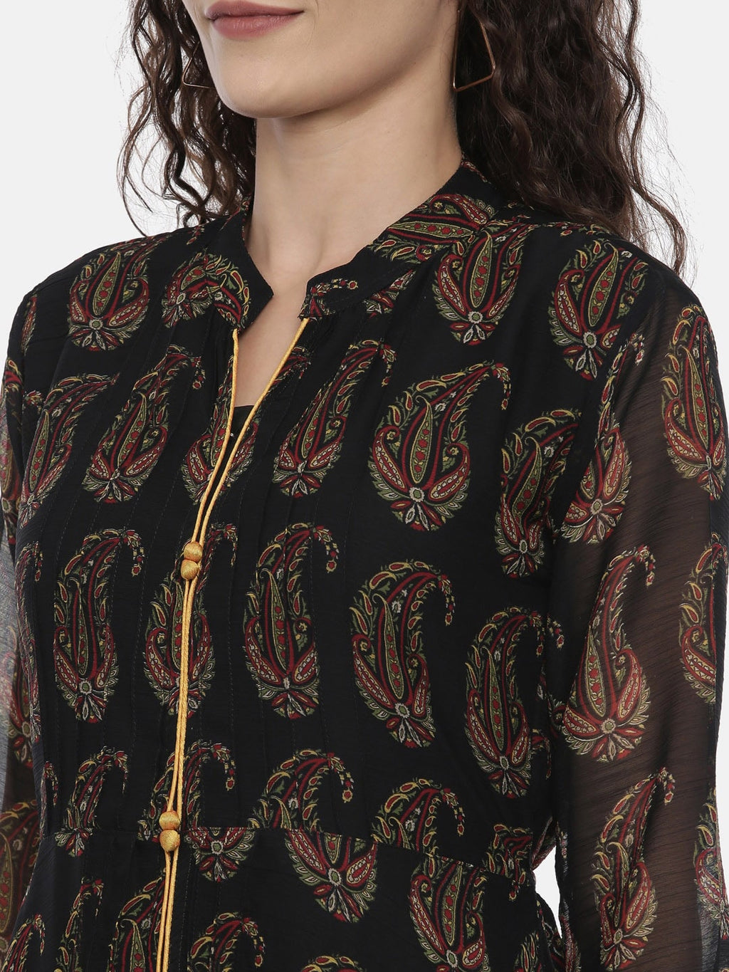 Souchii Black Printed A-Line Dress