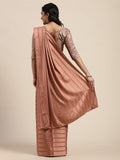 Saree Mall Brown Striped Satin Saree