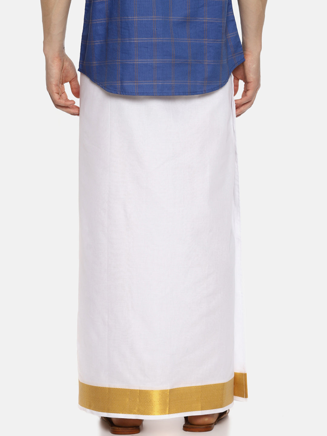Sethukrishna White Solid Double Layer Readymade Dhoti For Men