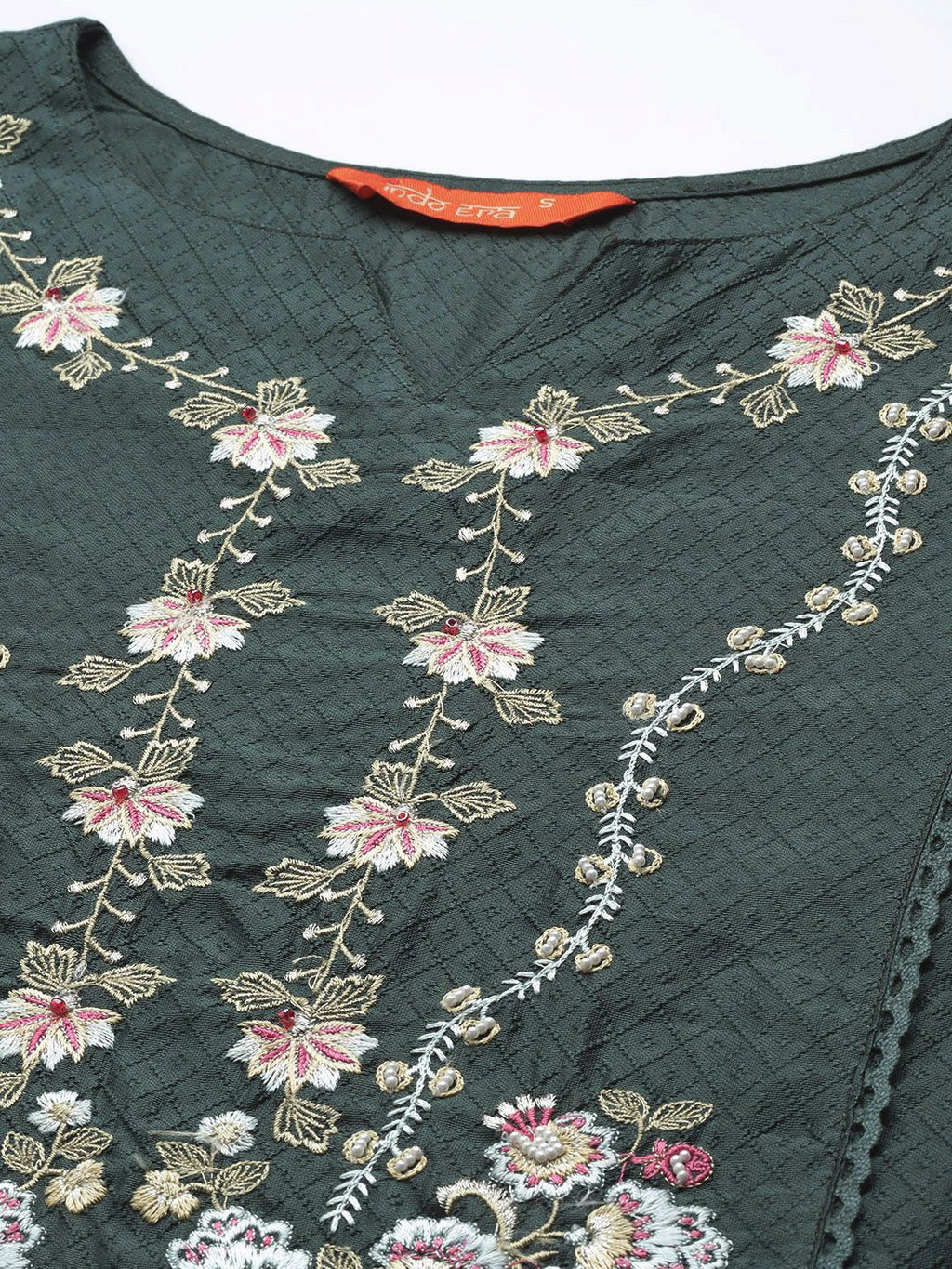 Indo Era Women Green Ethnic Motifs Embroidered Kurta with Trousers & With Dupatta
