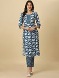 HERE&NOW Floral Printed Regular Kurta with Trousers