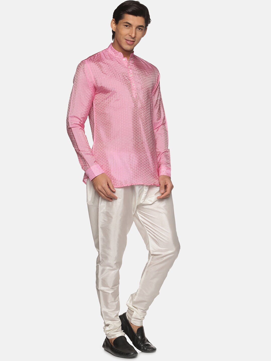 Sethukrishna Men Pink Angrakha Kurta with Pyjamas