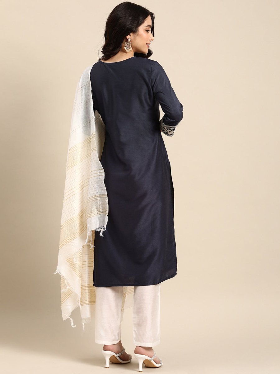 All About You Women Ethnic Motifs Embroidered Kurta With Trousers & With Dupatta