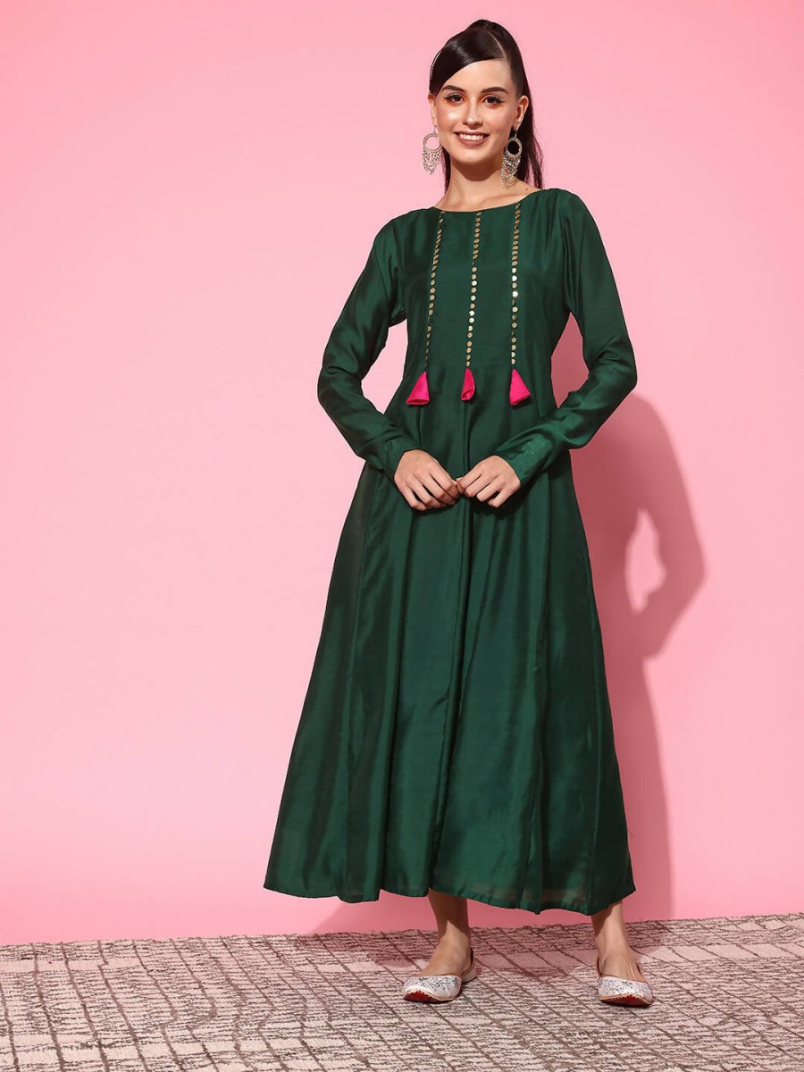 Ahalyaa Women's Traditional wear Ethnic Dress - Green
