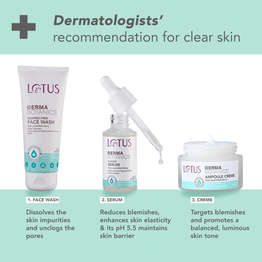 Lotus DermaBotanics Kojic Acid + Multi Berry Blemish-Free Face Wash, pH5.5, For Sensitive Skin