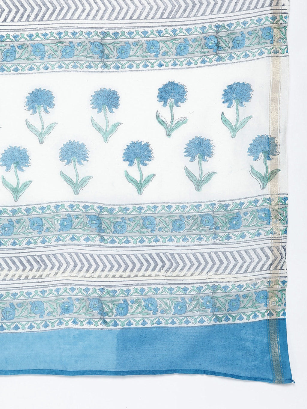 HERE&NOW Floral Printed Regular Pure Cotton Kurta with Churidar & With Dupatta