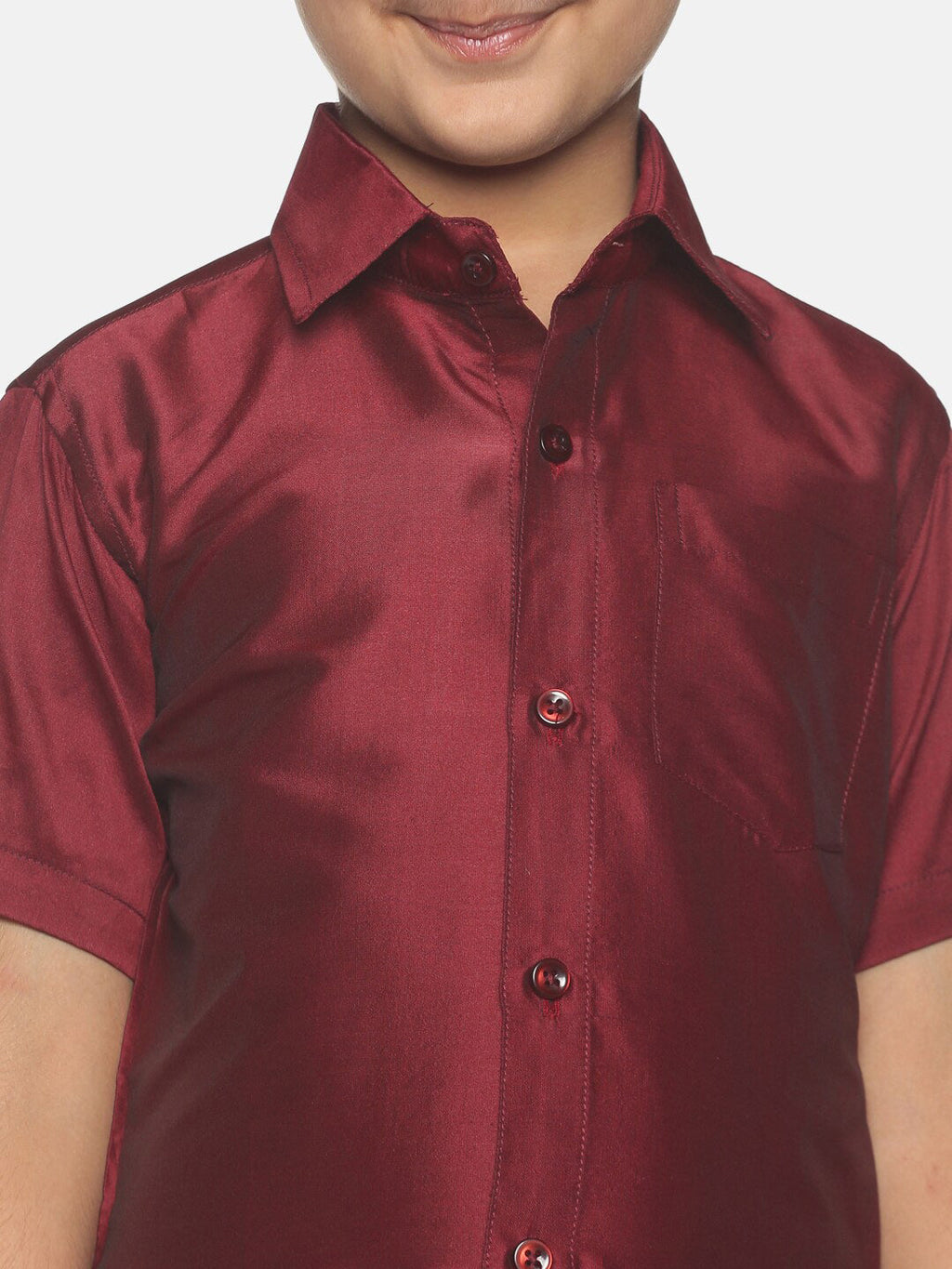 Sethukrishna Boys Maroon Shirt And Veshti Set