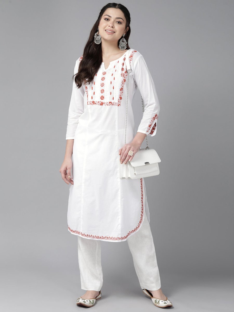 ADA Embroidered Chikankari Cotton Kurta