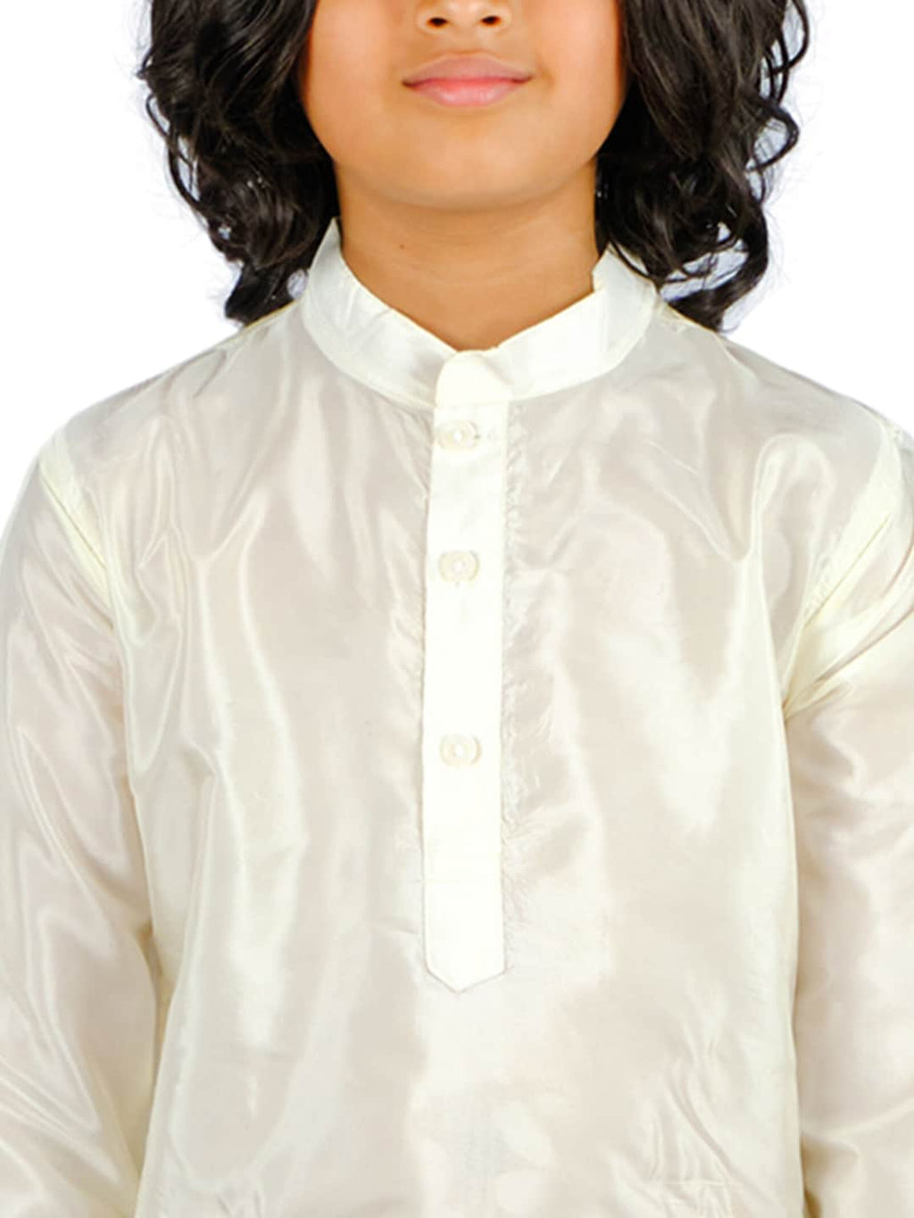 Sethukrishna Boys Cream-Coloured Striped Kurta with Pyjamas