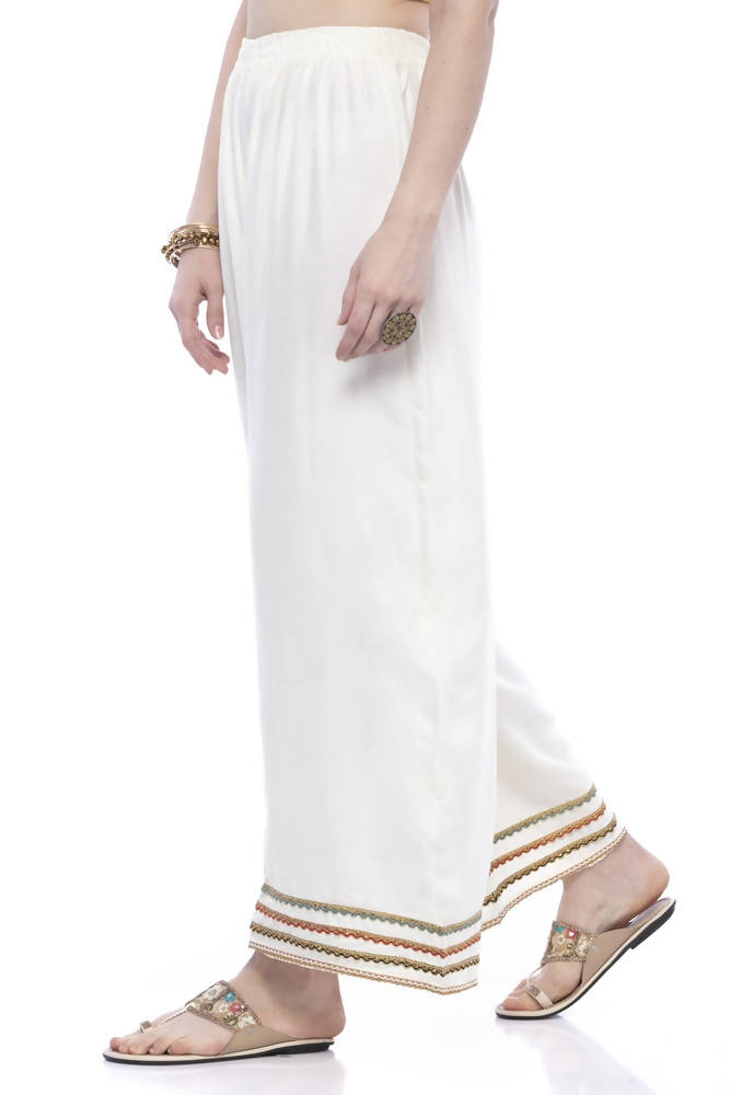 Mominos Fashion Reyon Cotton Cream Palazzo