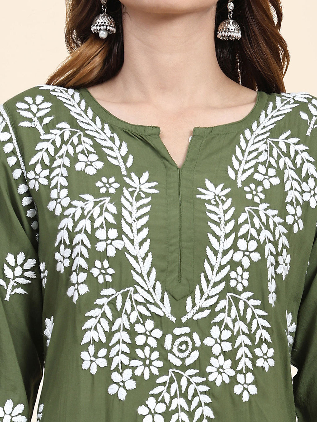 HOUSE OF KARI Floral Embroidered Thread Work Pure Cotton Kurta with Trousers