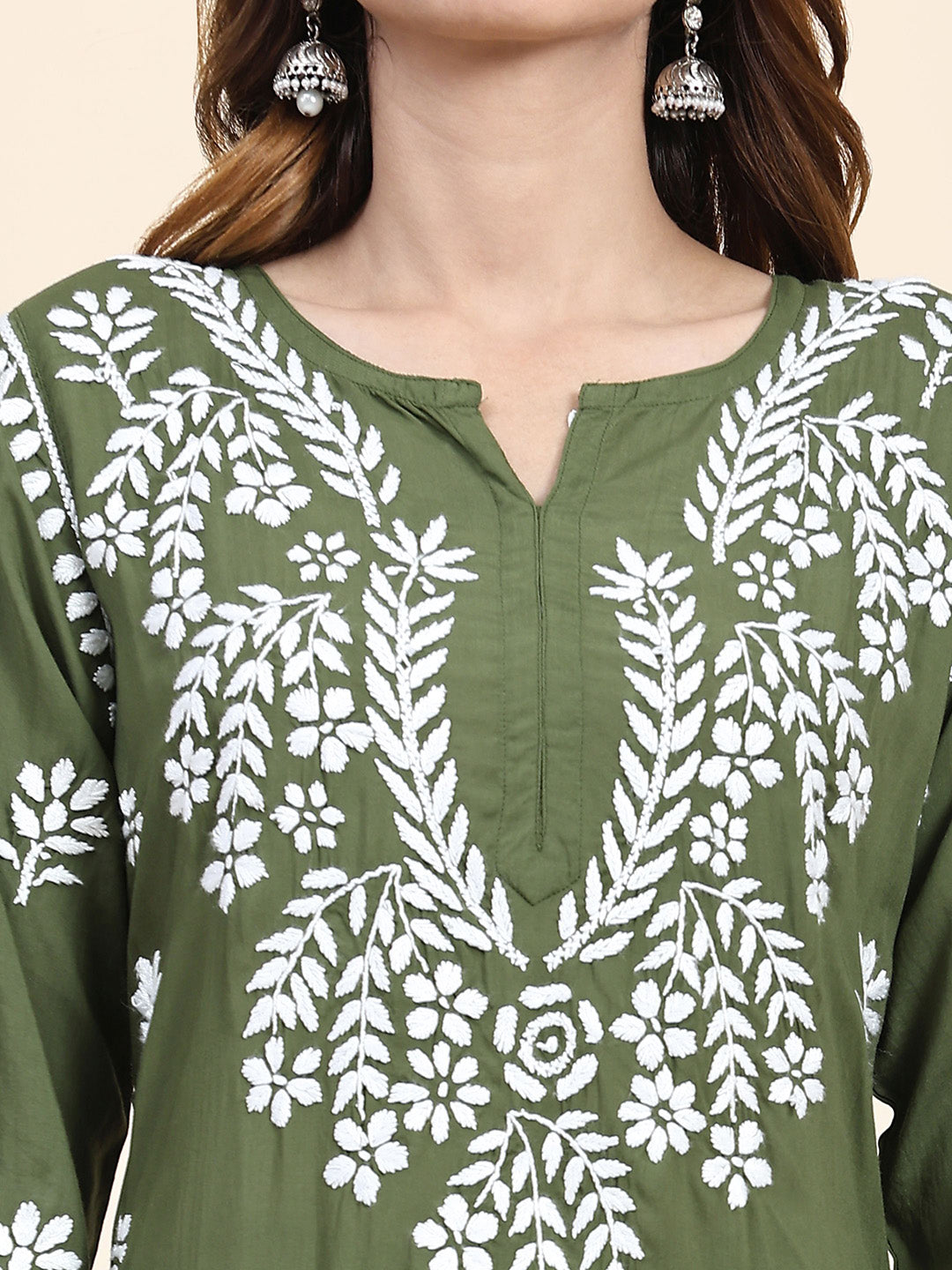 HOUSE OF KARI Floral Embroidered Thread Work Pure Cotton Kurta with Trousers