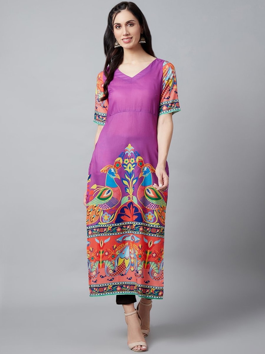 Aks Ethnic Motifs Printed V-Neck Kurta