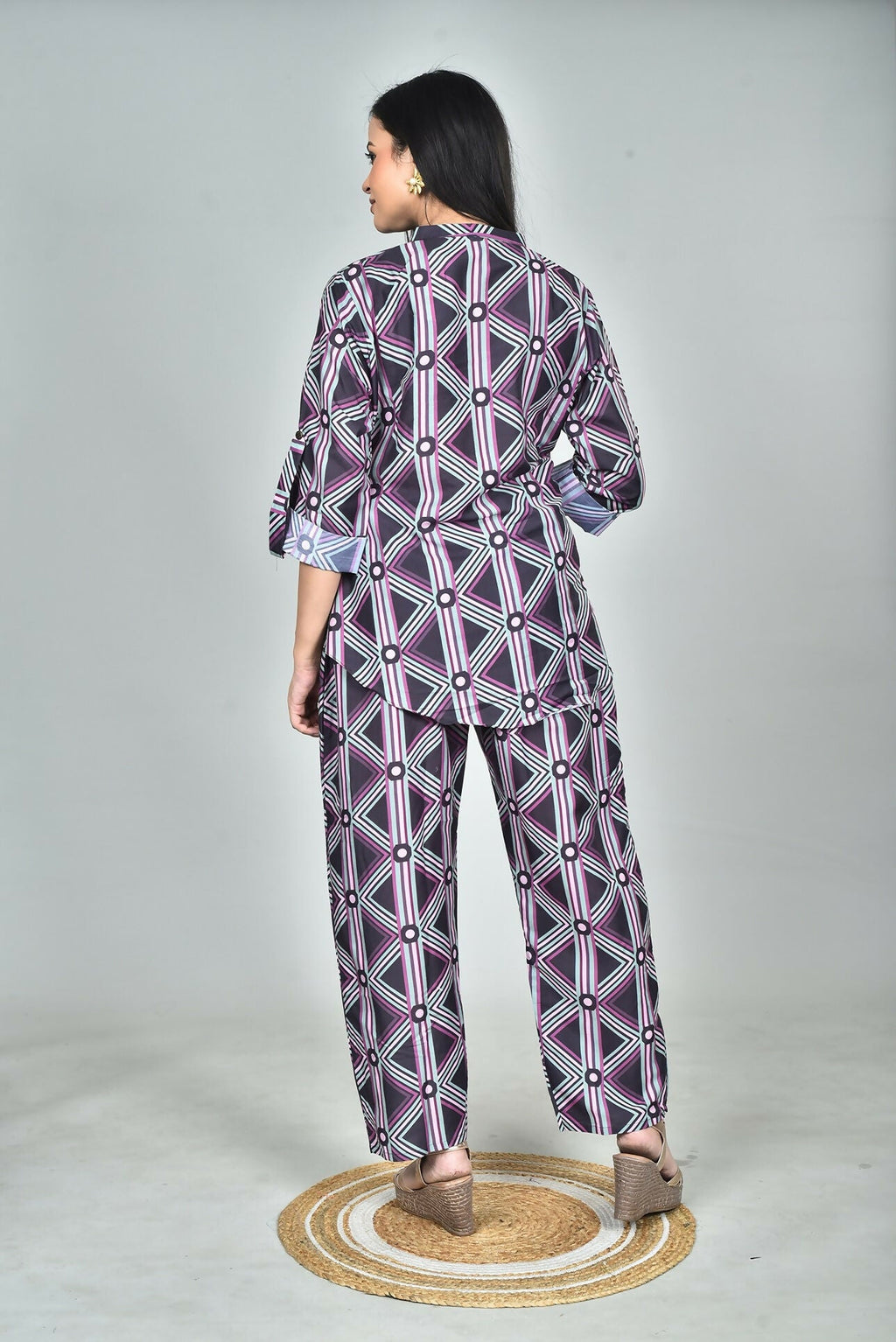 Morchari Digital Print Semi Muslin Co-Ord Set Top & Trouser-Multicolor