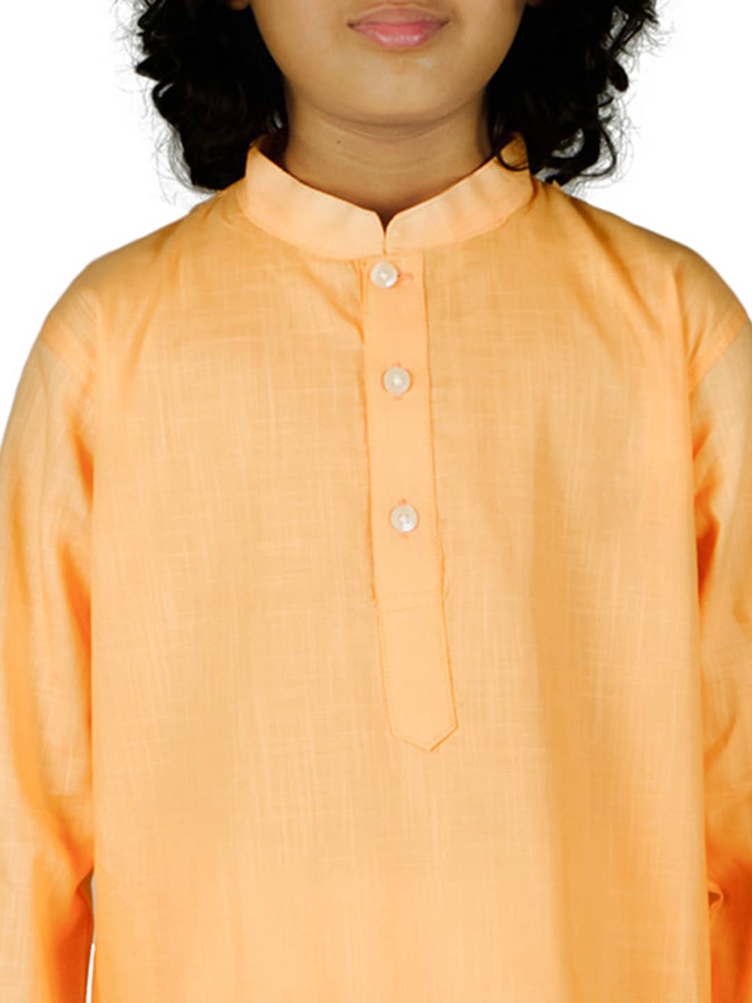 Sethukrishna Boys Orange Embroidered Pure Cotton Kurta with Churidar