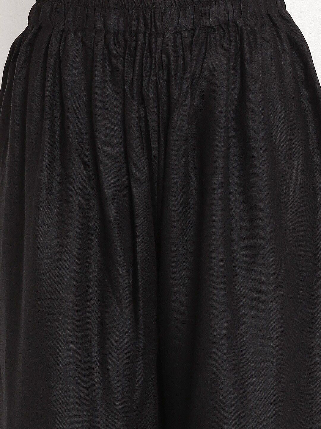 TAG 7 Women Black & Beige Set of 2 Flared Ethnic Palazzos