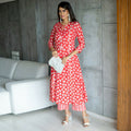 Jyoti Fashion Women's Red Pure Muslin Heavy Digital Printed Kurta Pant Set