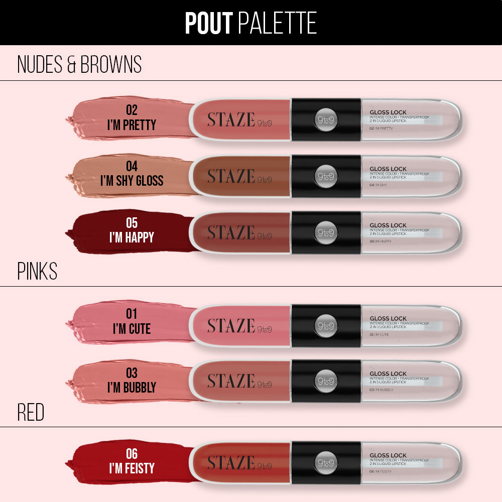 Staze 9To9 Gloss Lock 2-In-1 Liquid Lipstick - 03 Im Bubbly