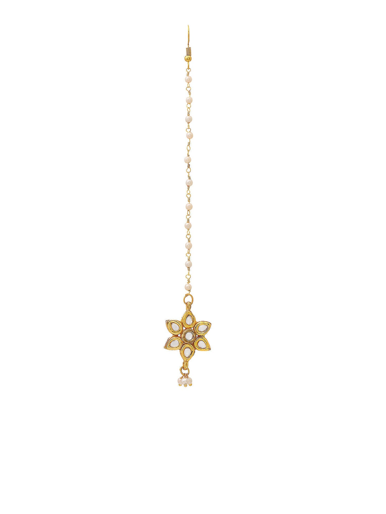 Ruby Raang Gold Flower Kundan Maang Tikka