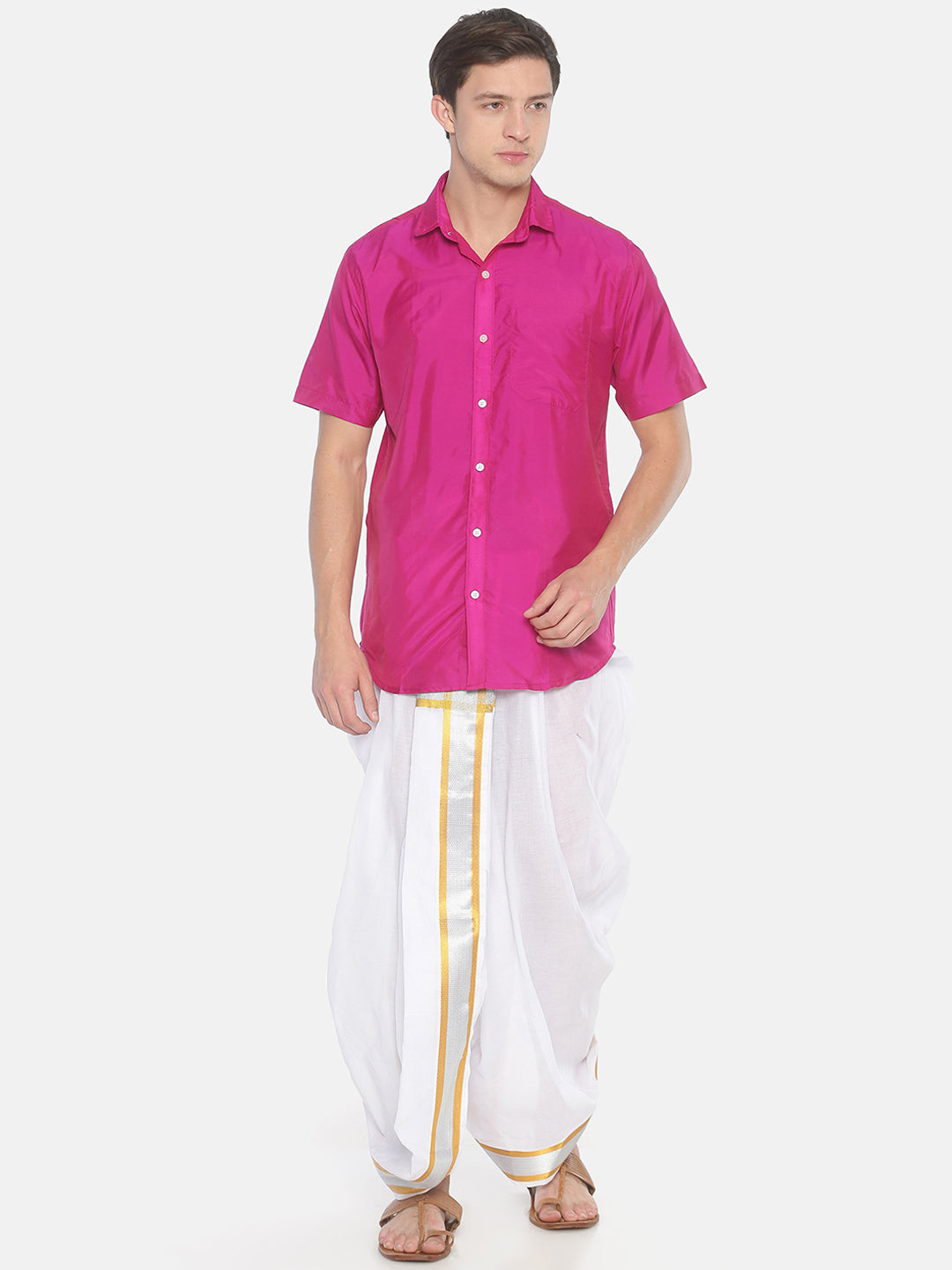 Sethukrishna Men White Solid Pocket Dhoti Pant