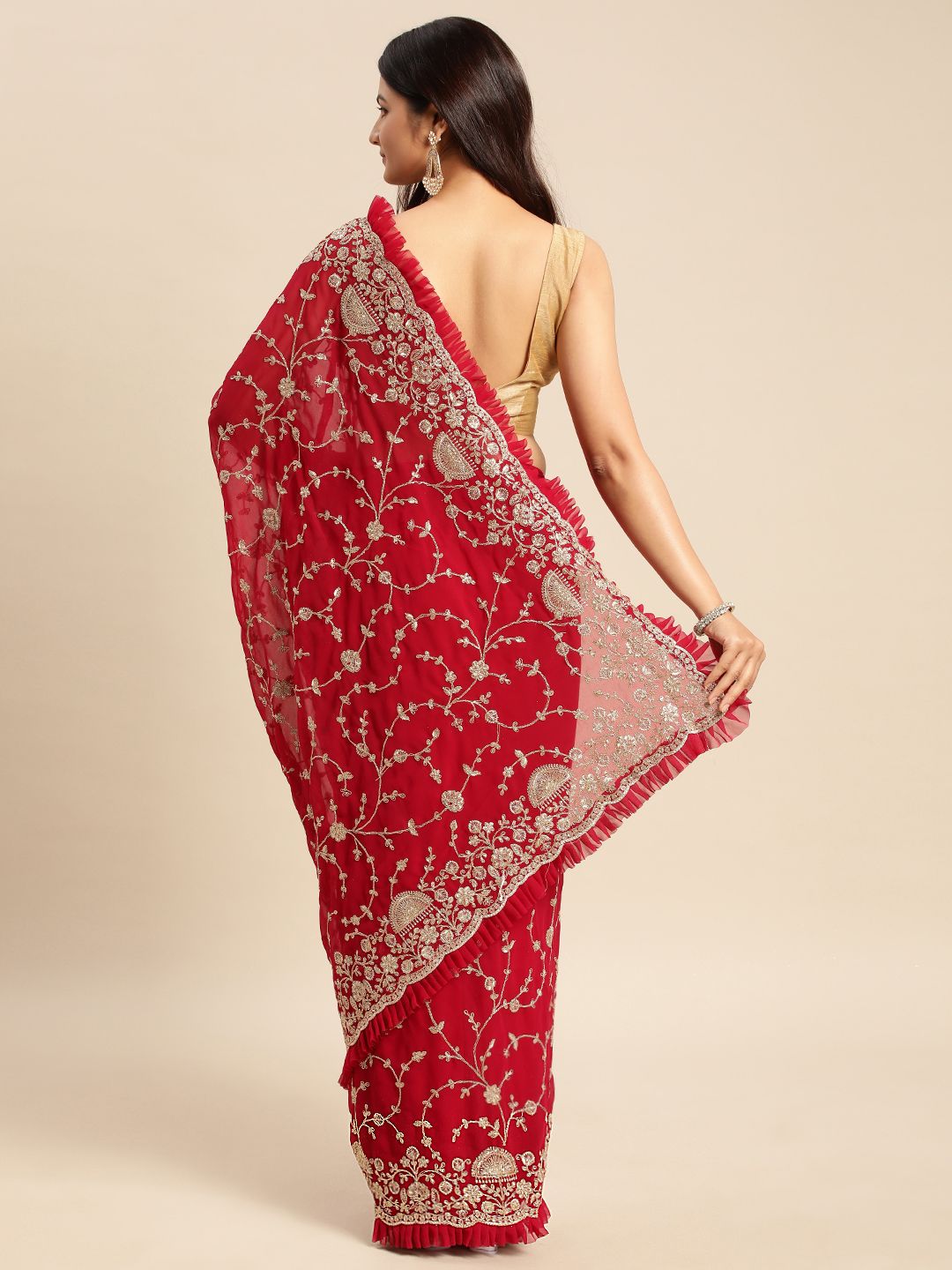 kasee Floral Zari Pure Georgette Saree
