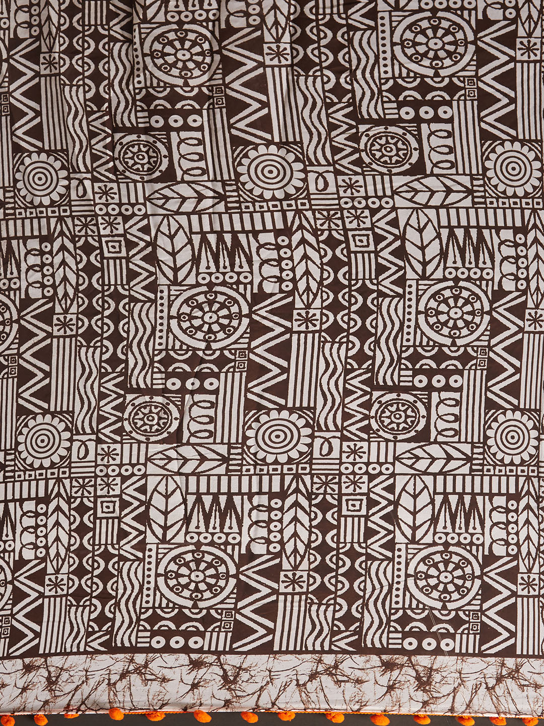 Tikhi Imli Brown & White Poly Georgette Printed Saree