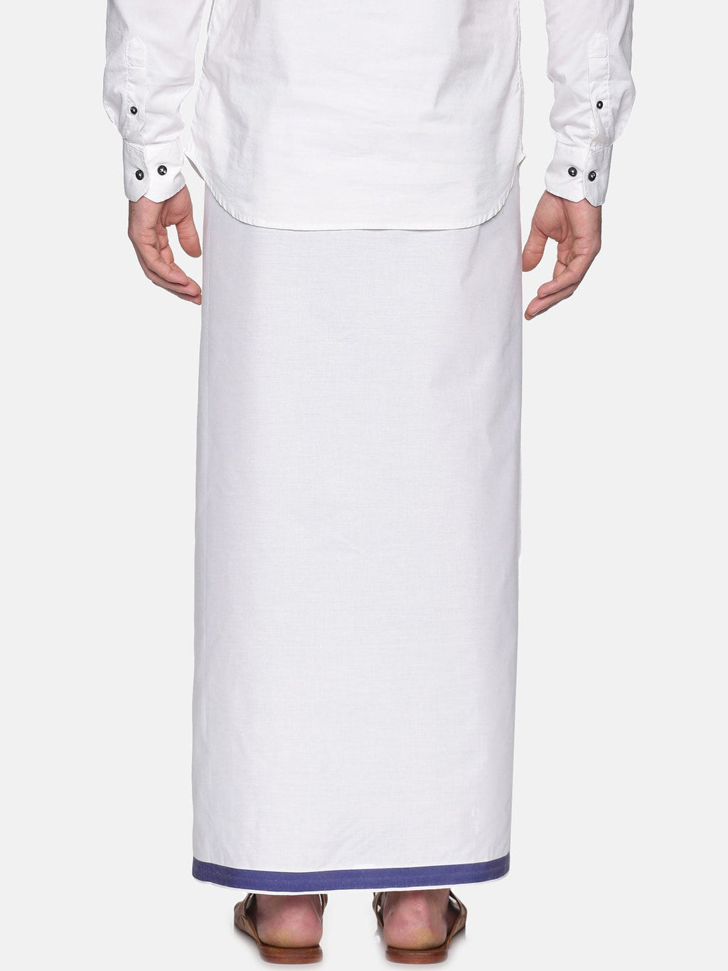 Sethukrishna Mens White Solid Readymade Cotton Dhoti
